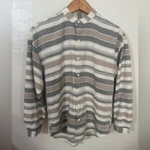 Vintage 90s Natural Policy Studio Mandarian Collar Jacquard Taiwan ROC Medium